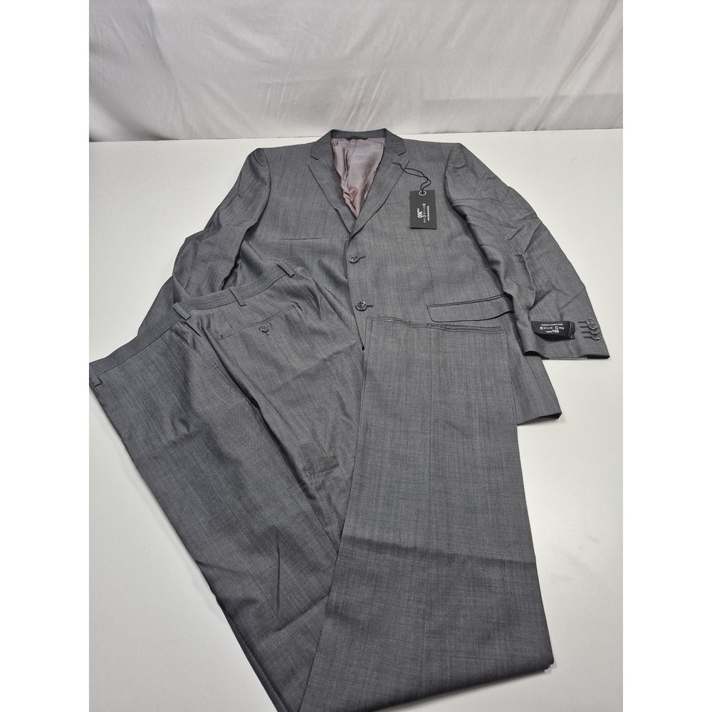Emilio Ciro Suit Mens 48 Long Gray 100% Wool Turbo 160 2 Piece 43x36 NWT
